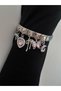 Italian Charm Bracelet with Steel Stone Ribbon&Heart&Bow&Butterfly&Moon Figures - 2