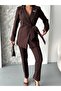 Double Blazer Suit with Crested Collar and Belt - 2