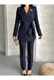 Double Blazer Suit with Crested Collar and Belt