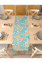 Flower Turquoise Patterned Special Design Runner Digital Printed Decorative Tablecloth Home Decoration