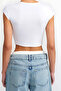 Crop Viscose and Modal Blended Crop Top White Women's t Shirt - 2