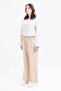 Beige-Large Size Wide Leg Linen Trousers with Elastic Waist - 2