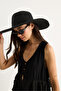 Women's Black Wide Brim Straw Hat 1432 60801002 - 3
