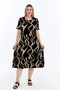 Short-Sleeved Loose Black Camel Patterned Women's Dress - 2