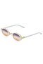 White Oval Framed Women's Sunglasses with Gold Detail - 3