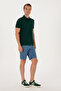 Men's Slim Fit Polo Neck Dark Green Basic T-Shirt 50298041-Vr079 - 4