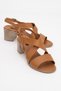Tan Genuine Leather Women's Daily Sandals