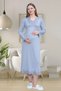 Women's Airman Blue Lace Special Design Long Sleeve Cotton Maternity Maternity Dressing Gown Nightgown Set - 2