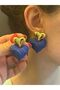 5 cm Heart Women's Earrings Blue - 2