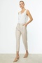 Women's Skinny Leg Side Pocket Trousers 4132 Stone - 2