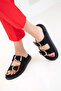 Black Suede Women's Slippers 20698 - 3