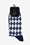 Men's Navy Blue-White Patterned Bamboo Socks