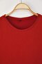 Kiremit %100 Pamuk Sırt Baskılı Oversize Kesim Bisiklet Yaka Örme T-Shirt TBBSS24BF00025 - 5