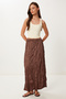 Women's Brown Wrinkle Effect Satin Surface Skirt Mx00218