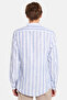Men's Slim Fit Slim Fit Long Sleeve 100% Cotton Linen Texture Striped Prevailing Collar Shirt - 5