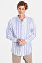 Men's Slim Fit Slim Fit Long Sleeve 100% Cotton Linen Texture Striped Prevailing Collar Shirt - 2