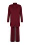 Bordo Yırtmaçlı Geniş Paça Triko Alt-Üst Takım TCTAW24US00028 - 7