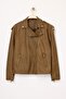 Kahverengi Oversize Kalıp Yıkama Efekctli Suni Deri Biker İnce Ceket Mont TWOAW25MO00010 - 13
