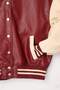 Bordo-Krem Oversize Kalıp Suni Deri Kolej Bomber Ceket Mont TWOAW26MO00006 - 7