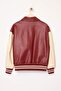 Bordo-Krem Oversize Kalıp Suni Deri Kolej Bomber Ceket Mont TWOAW26MO00006 - 8