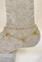 Gold Color Rod Model Singapore and Ball Chain 2-Piece Steel Anklet - 3
