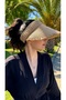 Mink Fringe Detailed Soft Brimmed Straw Visor Hat HSR2110 - 3
