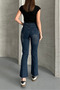 Tint Brown Length Fit Cut-Out Leg Jeans - 6