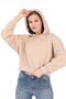 100% cotton Premium Women's Beige Hooded crop sweatshirt - 6