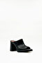 Black Leather Platform Heeled Slippers – 9 cm High Heels - 3