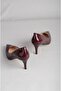 Seç 2578 Genuine Leather Stiletto (Heel Height: 7 cm) Claret Red Patent Leather - 6