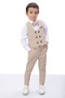 Beige Buttoned Vest and Bow Tie Shirt and Boy's 4-Piece Suit 20545 - 5