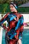 Leaf Patterned Full Size Lycra Digital Hijab Swimsuit-2410 - 5