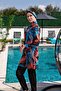 Leaf Patterned Full Size Lycra Digital Hijab Swimsuit-2410 - 4