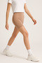 Brown Cotton Above Knee Women's Biker Tights - 2