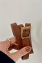 Women's Faux Leather Belt – Square Buckle, Thin and Minimal Design, Casual and Classic - 8