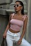 WFT5023B Bow-Detail Wide-Strap Cropped Blouse - 6