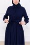 Half Buttoned Self-Belted Hijab Long Dress 1150 - 2