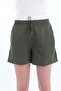 Women's Khaki Tie Detailed Mini Linen Shorts - 6