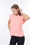 100% Cotton Women's Yavruağzı Color Padded Look Underarm Split Batwing Crew Neck T-Shirt