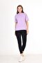 100% Organic Cotton Women's Lilac Basic Ribbed High Neck Knitted T-Shirt Half Fisherman Neck - 4