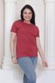 100% Cotton super quality women's t-shirt solid color burgundy crew neck organic cotton combed t-shirt - 5