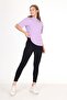 100% Organic Cotton Women's Lilac Basic Ribbed High Neck Knitted T-Shirt Half Fisherman Neck - 5