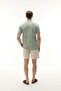 Men's Green Henley Collar Short Sleeve T-Shirt - 2