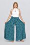 Women's Elastic Waist Patterned Pocket Skirt Trousers