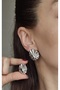 Xuping Stainless Steel Oval Line Detailed Silver Color Earrings