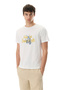 Men's White Marine Printed Crew Neck T-Shirt