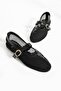 Women's Genuine Leather Mesh Ballet Flats Black - 4