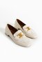 Women's Cream Leather Classic Shoes with Accessory Detail - 3