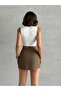 Women's Ecru Crew Neck Scuba Diving Fabric Bustier - 5