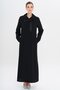 Satin Garnished Buttons Lined with Stones Large Size Top Coat Black 6719 - 4
